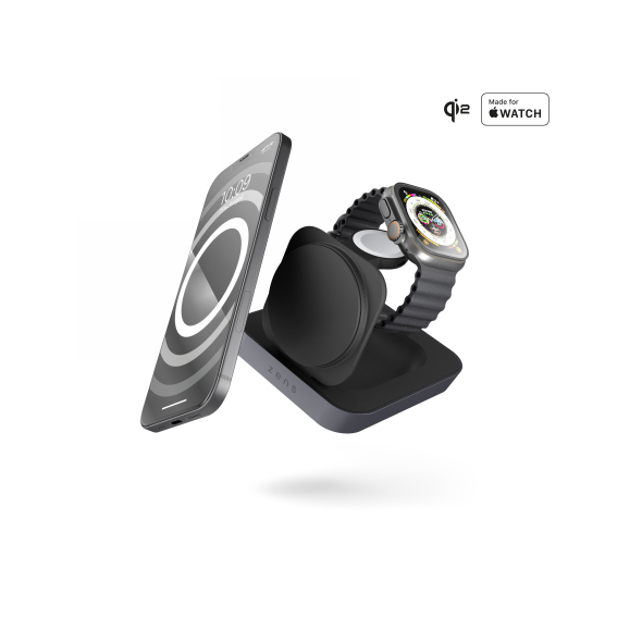 ZENS Nightstand Charger Pro 2 wireless charger 2in1 Qi2 15W MagSafe ZENS18 8720618634474