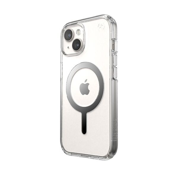 Speck Presidio Perfect-Clear MagSafe Apple iPhone 15 (Clear/Chrome Finish/Serene Silver) SPK522 840168538263