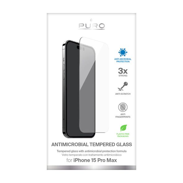 PURO Anti-Bacterial Glass Apple iPhone 15 Pro Max PUR775 8018417455957