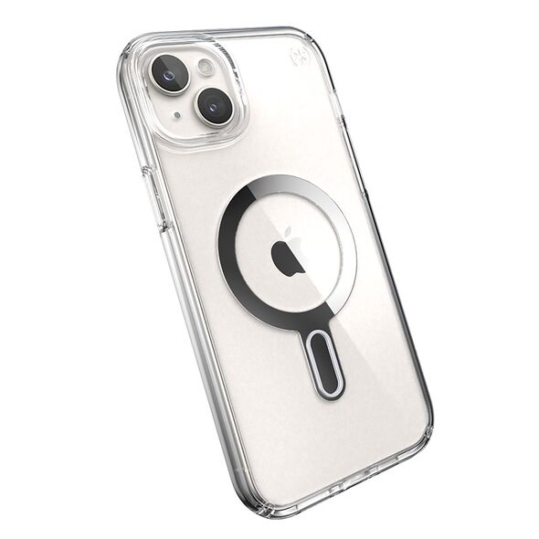 Speck Presidio Perfect-Clear ClickLock MagSafe Apple iPhone 15 Plus / 14 Plus (Clear/Chrome Finish/Serene Silver) SPK527 840168533367