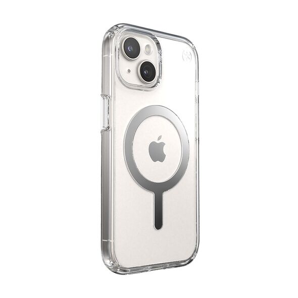 Speck Presidio Perfect-Clear MagSafe Apple iPhone 15 (Clear/Chrome Finish/Serene Silver) SPK522 840168538263