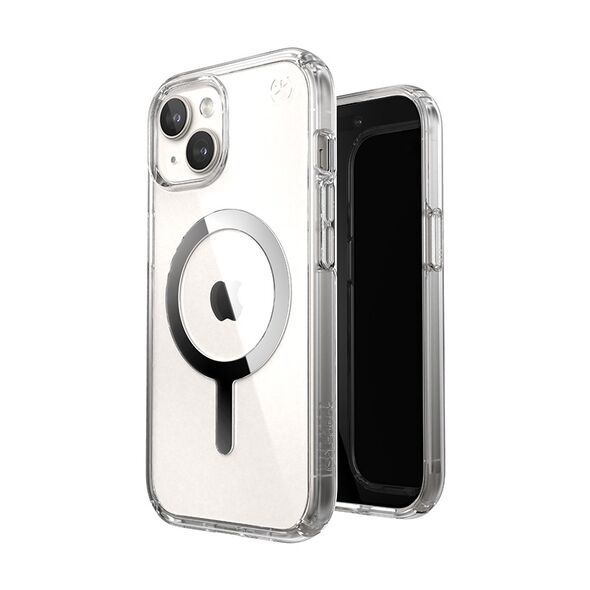 Speck Presidio Perfect-Clear MagSafe Apple iPhone 15 (Clear/Chrome Finish/Serene Silver) SPK522 840168538263