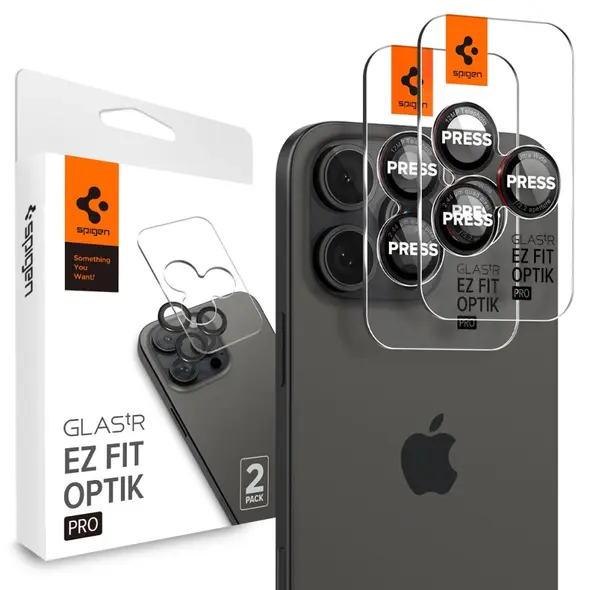 Spigen OSŁONA APARATU SPIGEN OPTIK PRO L-SERIES GLAS.TR ”EZ FIT” CAMERA PROTECTOR 2-PACK IPHONE 14 PRO / PRO MAX / 15 PRO / PRO MAX / 16 PRO / 16 PRO MAX BLACK