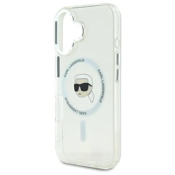 Karl Lagerfeld case for iPhone 16 Plus 6,7&quot; KLHMP16MHLSKIH white Hard IML Metal Karl Head MagSafe 3666339318055