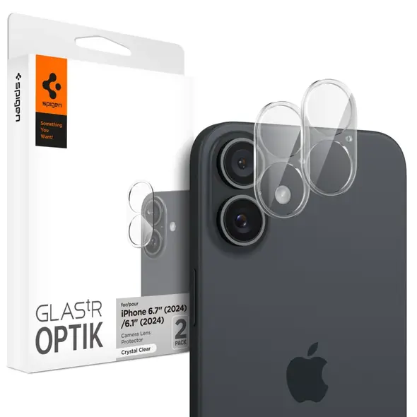Spigen OSŁONA APARATU SPIGEN OPTIK GLAS.TR CAMERA PROTECTOR 2-PACK IPHONE 16 / 16 PLUS CRYSTAL CLEAR