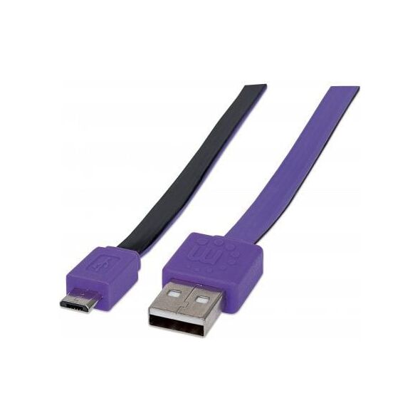 Kabel USB Manhattan USB-A - microUSB 1 m Fioletowy (391368)