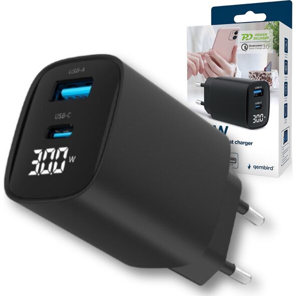 Ładowarka Gembird Ładowarka sieciowa Gembird TA-UC-PDQC30LCD-BK-01 czarna
