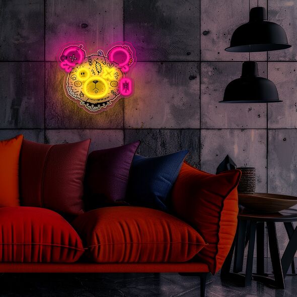 Neon ART LED PUNK TEDDY BEAR pink-yellow FLA01 Forever Light 5900495064165