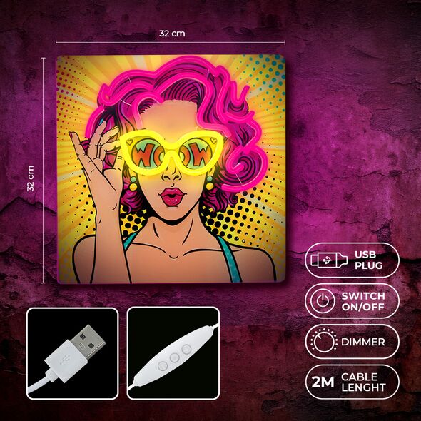 Neon ART LED POWER WOMAN yellow-purple FLA02 Forever Light 5900495064073