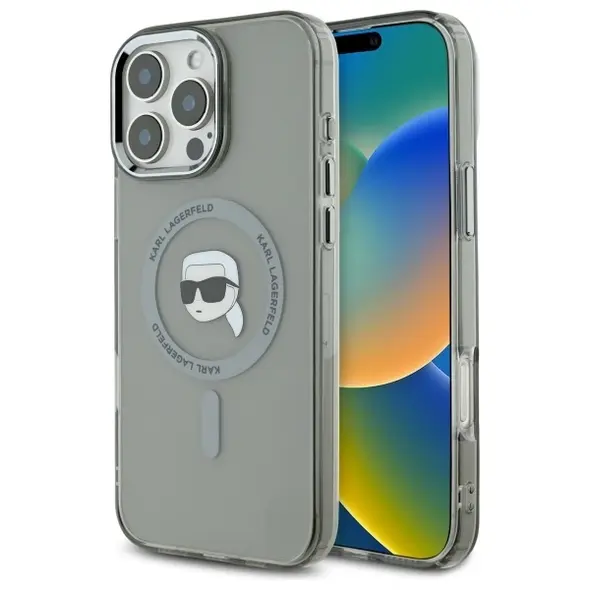 Karl Lagerfeld case for iPhone 16 Pro 6,3&quot; KLHMP16LHLSKIK black Hard IML Metal Karl Head MagSafe 3666339318185