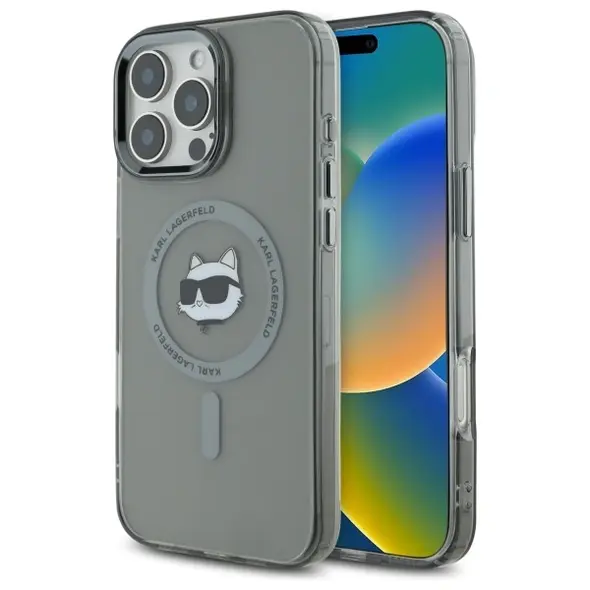 Karl Lagerfeld case for iPhone 16 Pro 6,3&quot; KLHMP16LHLSCHK black Hard IML Metal Choupette Head MagSafe 3666339318222