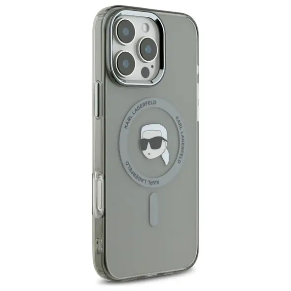Karl Lagerfeld case for iPhone 16 Pro 6,3&quot; KLHMP16LHLSKIK black Hard IML Metal Karl Head MagSafe 3666339318185