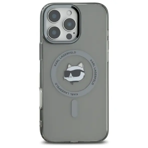 Karl Lagerfeld case for iPhone 16 Pro 6,3&quot; KLHMP16LHLSCHK black Hard IML Metal Choupette Head MagSafe 3666339318222
