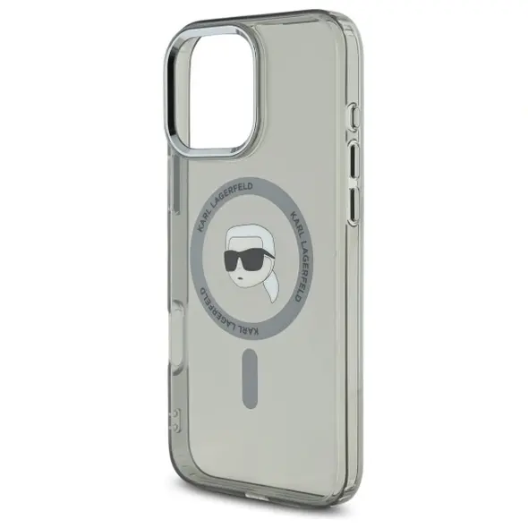 Karl Lagerfeld case for iPhone 16 Pro 6,3&quot; KLHMP16LHLSKIK black Hard IML Metal Karl Head MagSafe 3666339318185