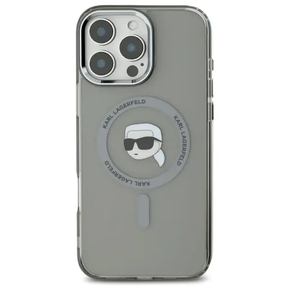 Karl Lagerfeld case for iPhone 16 Pro 6,3&quot; KLHMP16LHLSKIK black Hard IML Metal Karl Head MagSafe 3666339318185