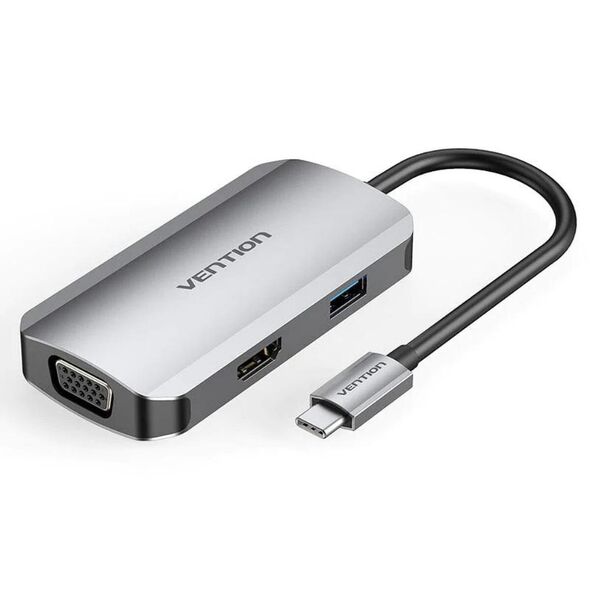 VENTION Type-C to HDMI/USB 3.0*3/RJ45/SD/TF/TRRS 3.5mm/PD 100W Docking Station 0.15M Gray Aluminum Alloy Type (TOLHB) (VENTOLHB) έως 12 άτοκες Δόσεις