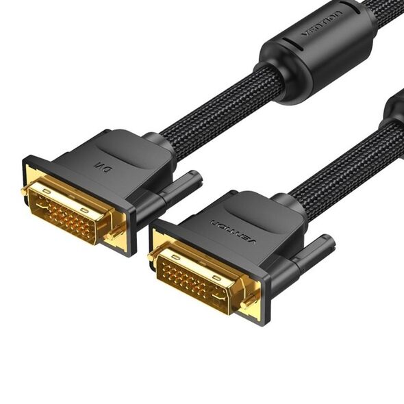 VENTION Cotton Braided DVI-D (24+1) Male to Male Cable 2M Black (EAEBH) (VENEAEBH) έως 12 άτοκες Δόσεις