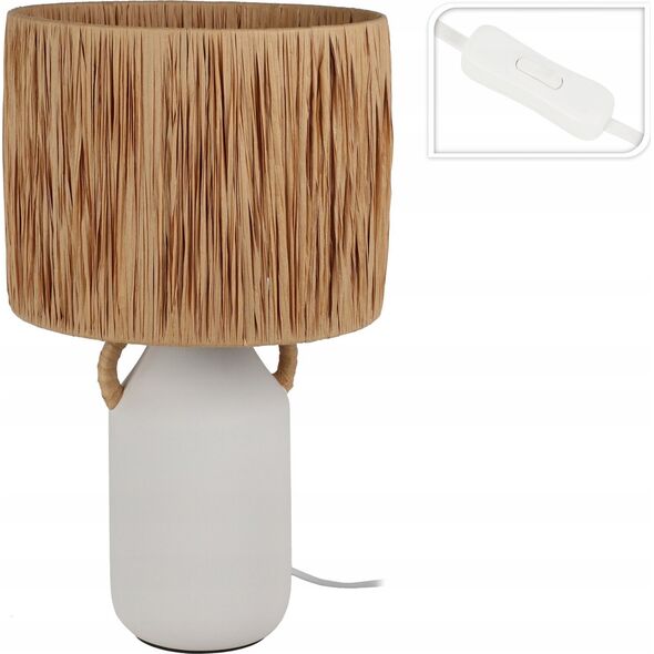 Home Styling Collection Lampa stołowa ceramiczna z kloszem z plecionki Ø 24 x 42 cm