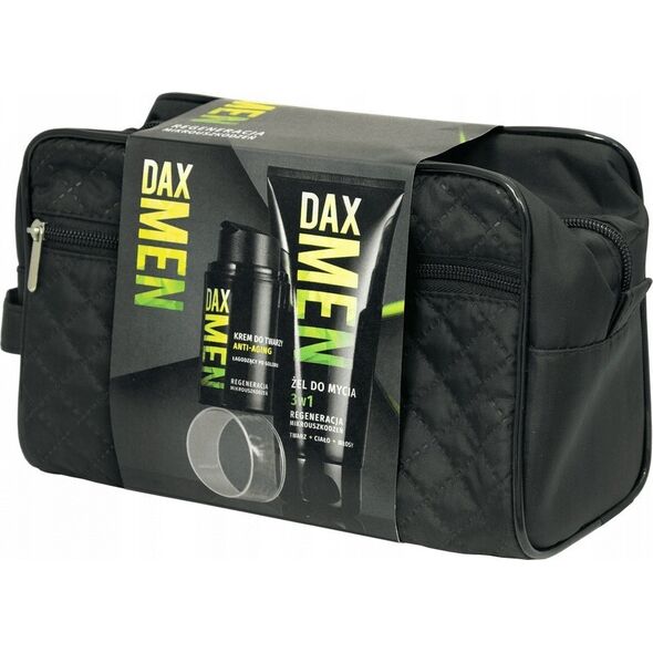 Alkotest DAX_SET Men żel do mycia 3w1 180ml + kojacy balsam po goleniu 100ml + kosmetyczka