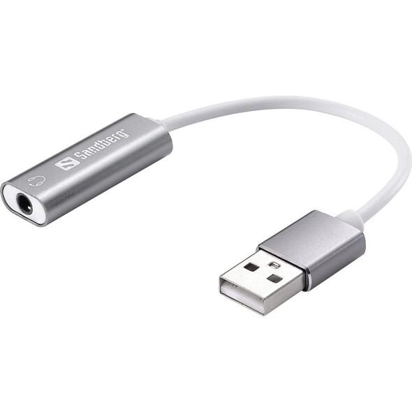 Adapter USB Sandberg USB - Jack 3.5mm Srebrny  (134-13)