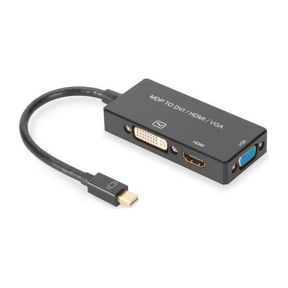 Adapter AV Digitus DisplayPort Mini - HDMI - D-Sub (VGA) - DVI-I czarny (AK-340419-002-S)