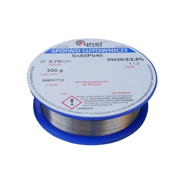 Mojeledy Cyna 1,00mm 100g SW26/3/2.5% spoiwo lutownicze (Sn60Pb40)
