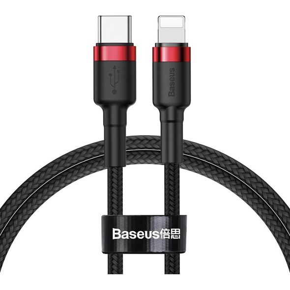 Kabel USB Baseus USB-C - Lightning 1 m Czerwony Czarny (6953156297456)