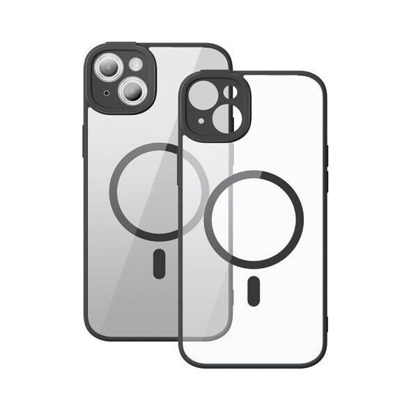 Baseus Zestaw ochronny Baseus Frame przeźroczyste etui magnetyczne i szkło hartowane do iPhone 14 Plus (czarny)
