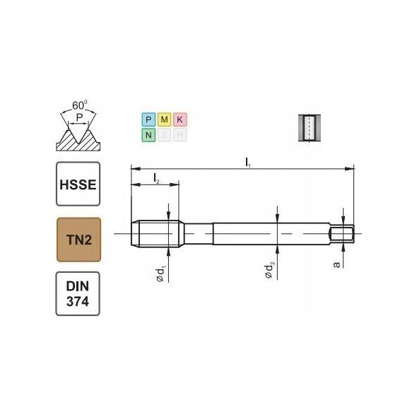 Fanar THREAD M20X1.5 DIN-374B (6H) HSSE TIN 800X 12515498 5900920752698