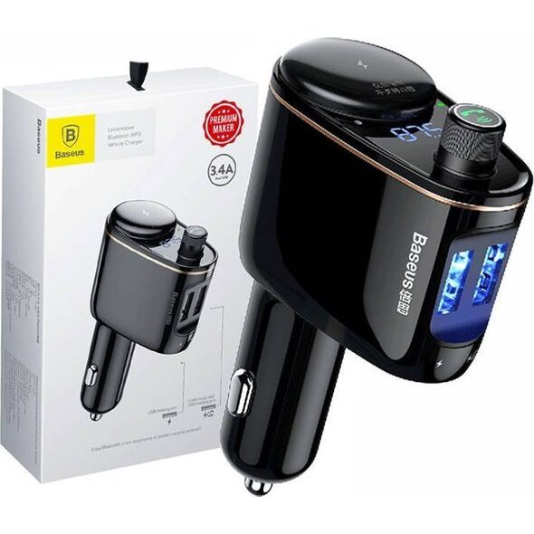 Transmiter FM Baseus Transmiter samochodowy Baseus bluetooth MP3 S-06 (czarny)