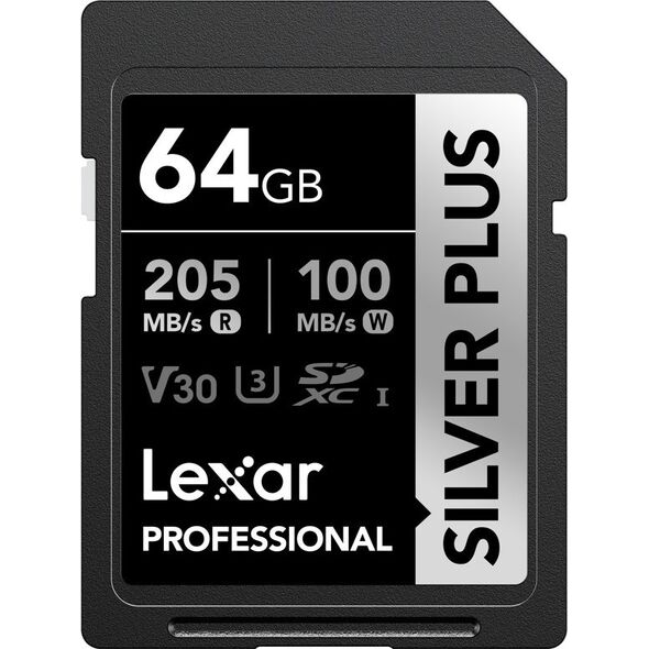 Karta Lexar Professional Silver Plus SDXC 64 GB Class 10 UHS-I/U3 V30 (LSDSIPL064G-BNNNG)