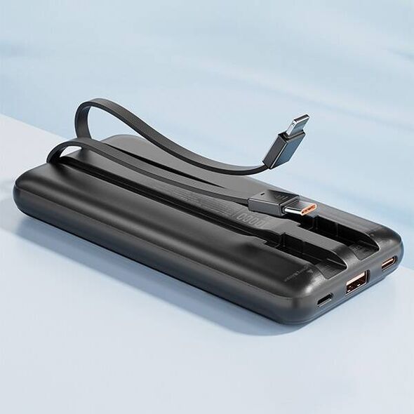 AWEI PowerBank with built-in Lightning/USB-C cable P77K 10000mAh black/black 22.5W 6954284011761