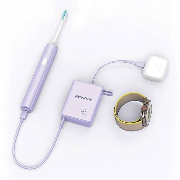AWEI PowerBank with built-in cable P87K 10000mAh black/black 30W 6954284008624