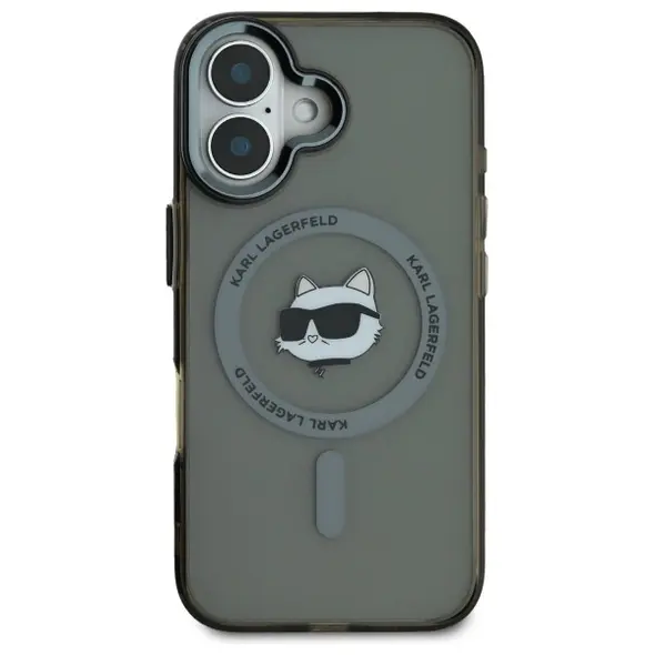 Karl Lagerfeld case for iPhone 16 Plus 6,7&quot; KLHMP16MHLSCHK black Hard IML Metal Choupette Head MagSafe 3666339318215