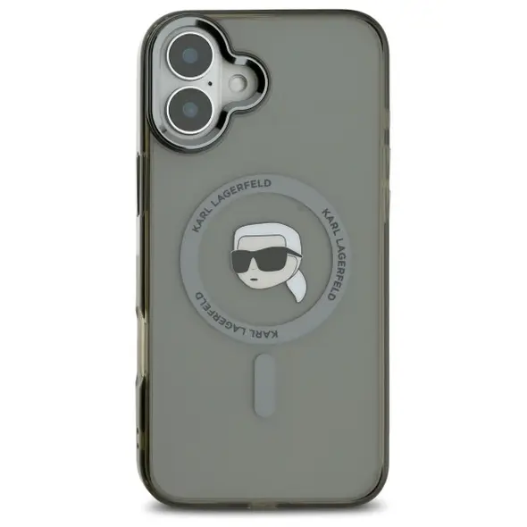 Karl Lagerfeld case for iPhone 16 6,1&quot; KLHMP16SHLSKIK black Hard IML Metal Karl Head MagSafe 3666339318161