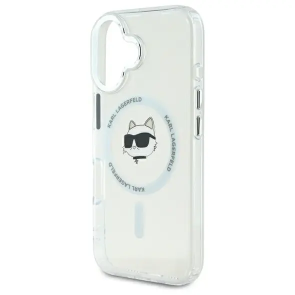 Karl Lagerfeld case for iPhone 16 Plus 6,7&quot; KLHMP16MHLSCHH white Hard IML Metal Choupette Head MagSafe 3666339318093