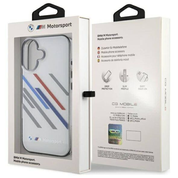 Original Case IPHONE 16 PLUS BMW Hardcase Motosport IML Random Stripes (BMHCP16M23HTRAG) gray 3666339325374