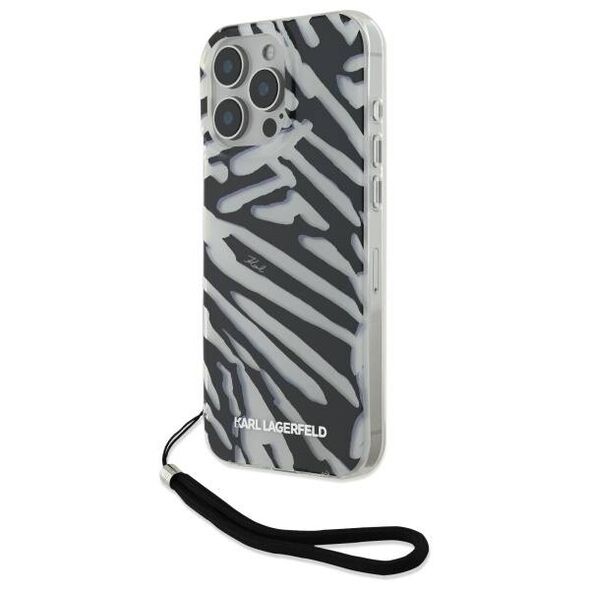 Karl Lagerfeld case for iPhone 16 Pro 6,3&quot; KLHCP16LHZBPKCCK black Hard IML Zebra Pattern & Cord 3666339320300