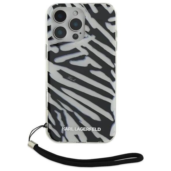 Karl Lagerfeld case for iPhone 16 Pro 6,3&quot; KLHCP16LHZBPKCCK black Hard IML Zebra Pattern & Cord 3666339320300