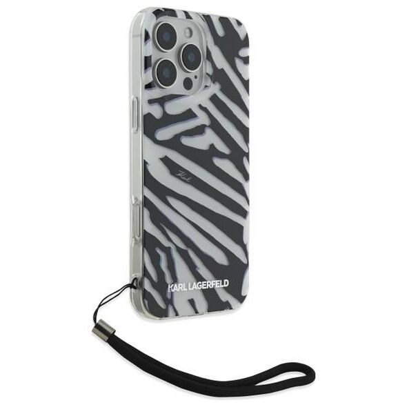 Karl Lagerfeld case for iPhone 16 Pro 6,3&quot; KLHCP16LHZBPKCCK black Hard IML Zebra Pattern & Cord 3666339320300