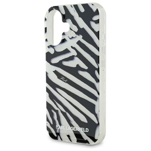 Karl Lagerfeld case for iPhone 16 6,1&quot; KLHCP16SHZBPKCCK black Hard IML Zebra Pattern & Cord 3666339320287