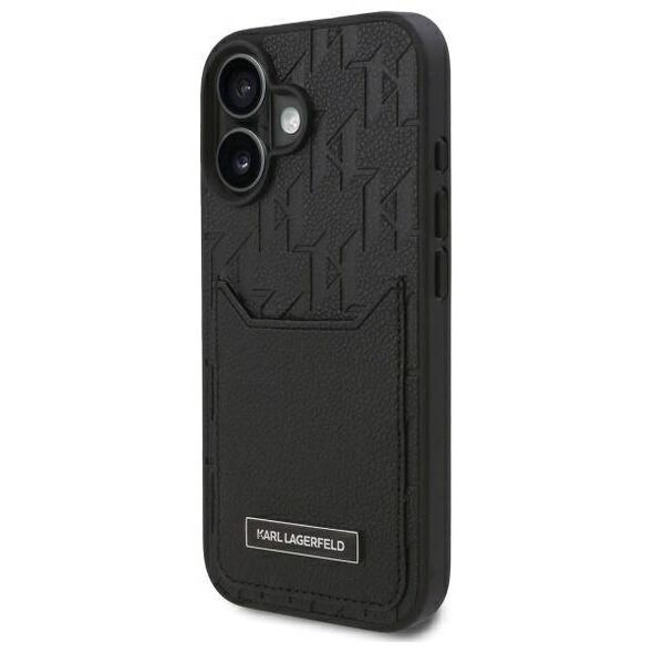 Karl Lagerfeld case for iPhone 16 6,1&quot; KLHCP16SPGKHPRPK black Hard Cardslots Monogram 3666339319243