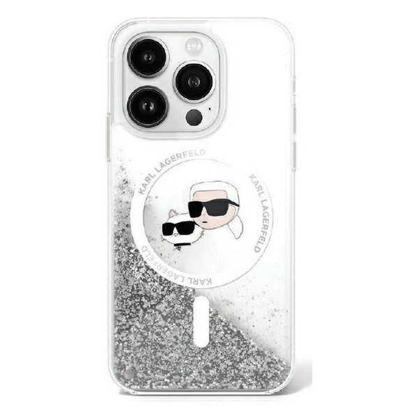 Karl Lagerfeld case for iPhone 16 6,1&quot; KLHMP16SLGKCSGH transparent Hard Liquid Glitter Karl&Choupette Head MagSafe 3666339319120