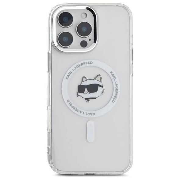Karl Lagerfeld case for iPhone 16 Pro Max 6,9&quot; KLHMP16XHLSCHH white Hard IML Metal Choupette Head MagSafe 3666339318116