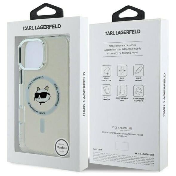 Karl Lagerfeld case for iPhone 16 Pro Max 6,9&quot; KLHMP16XHLSCHH white Hard IML Metal Choupette Head MagSafe 3666339318116
