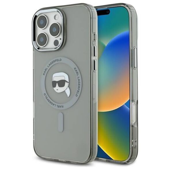 Karl Lagerfeld case for iPhone 16 Pro Max 6,9&quot; KLHMP16XHLSKIK black Hard IML Metal Karl Head MagSafe 3666339318192