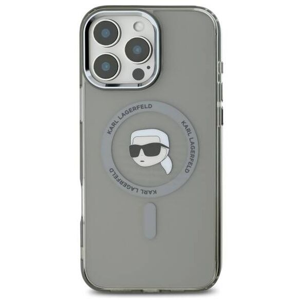 Karl Lagerfeld case for iPhone 16 Pro Max 6,9&quot; KLHMP16XHLSKIK black Hard IML Metal Karl Head MagSafe 3666339318192