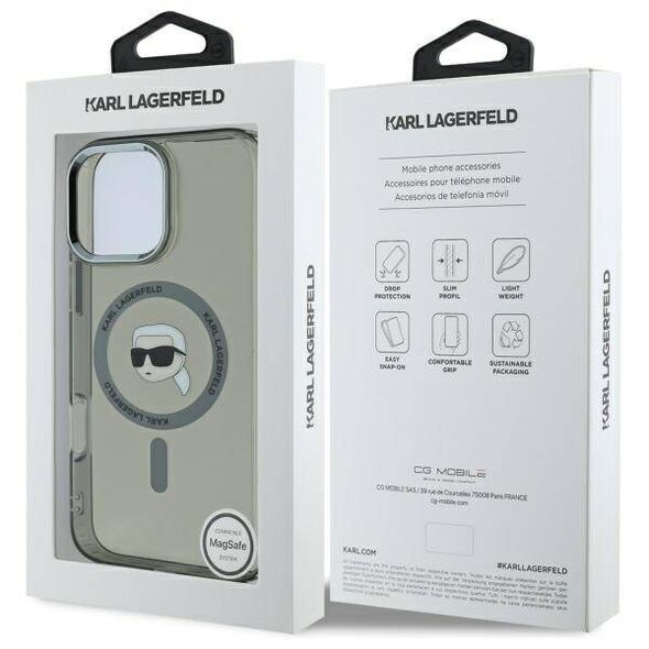 Karl Lagerfeld case for iPhone 16 Pro Max 6,9&quot; KLHMP16XHLSKIK black Hard IML Metal Karl Head MagSafe 3666339318192