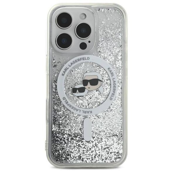 Karl Lagerfeld case for iPhone 16 Pro Max 6,9&quot; KLHMP16XLGKCSGH transparent Hard Liquid Glitter Karl&Choupette Head MagSafe 3666339319151
