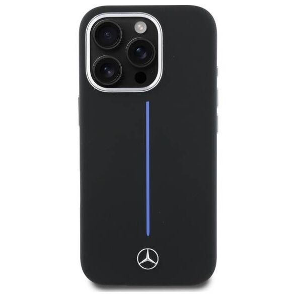 Mercedes case for iPhone 16 Pro 6,3&quot; MEHMP16L23SUMBK Hardcase Silicone Blue Stripe MagSafe black 3666339326746